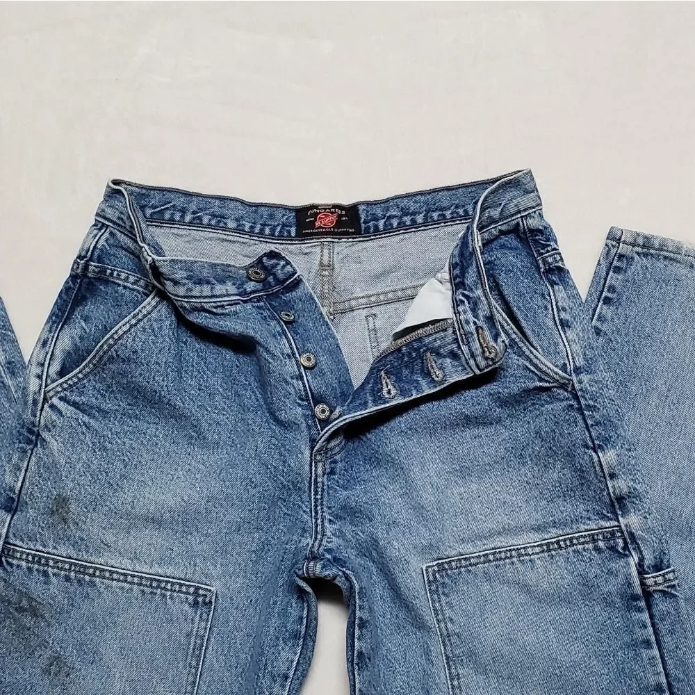 RARE Vintage 1990s AE Dungarees Distressed Button-Fly Baggy Cargo Jeans